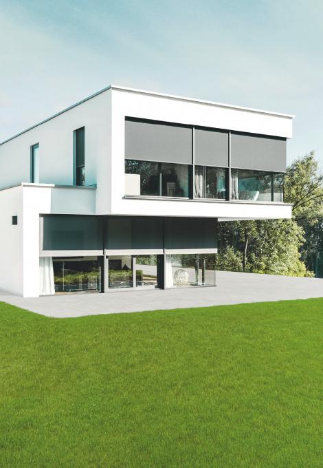 Modern model home with textile screens