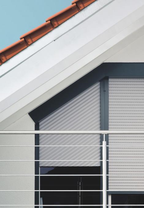 ROMA angled roller shutter installed at an angled window
