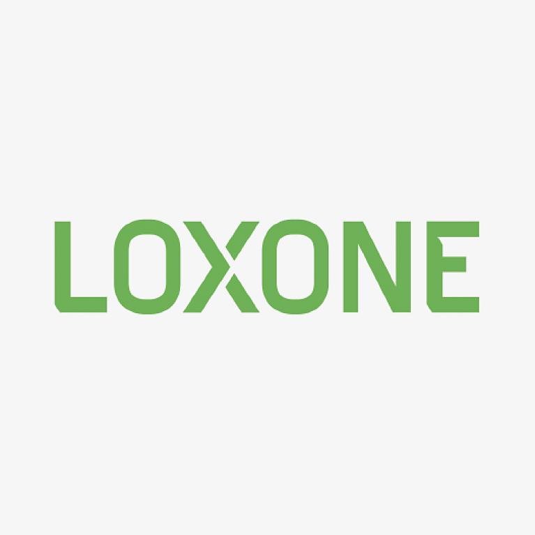 Lettering Loxone in green on grey
