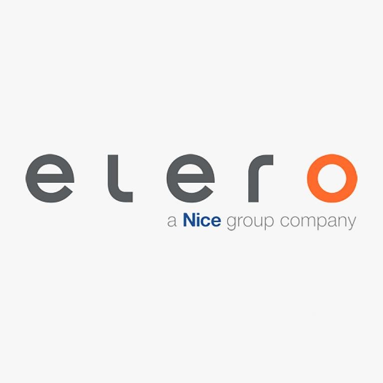 Lettering elero, below small a Nice group company
