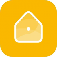 Somfy Tahoma App Icon Somfy house icon, white on yellow background